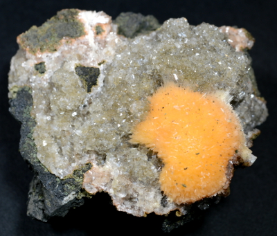 mesoliteOrThomsoniteOrangeBallsOverMatrixMineralSpecimen